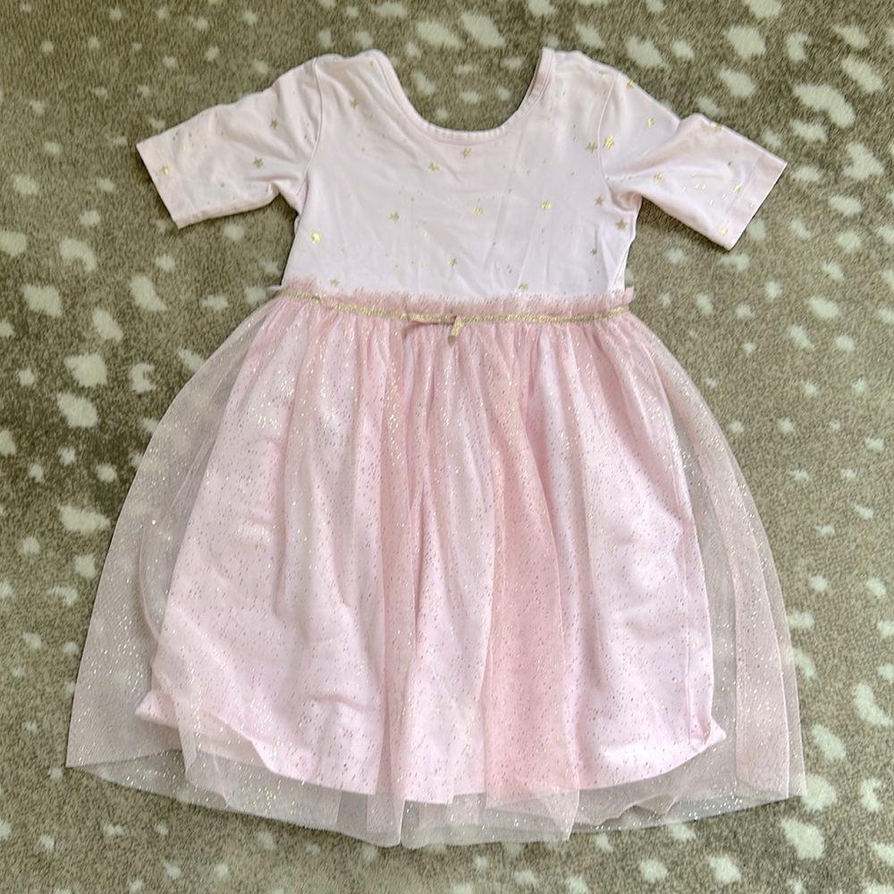 Hanna Andersson Pink Tulle gold glitter star dress